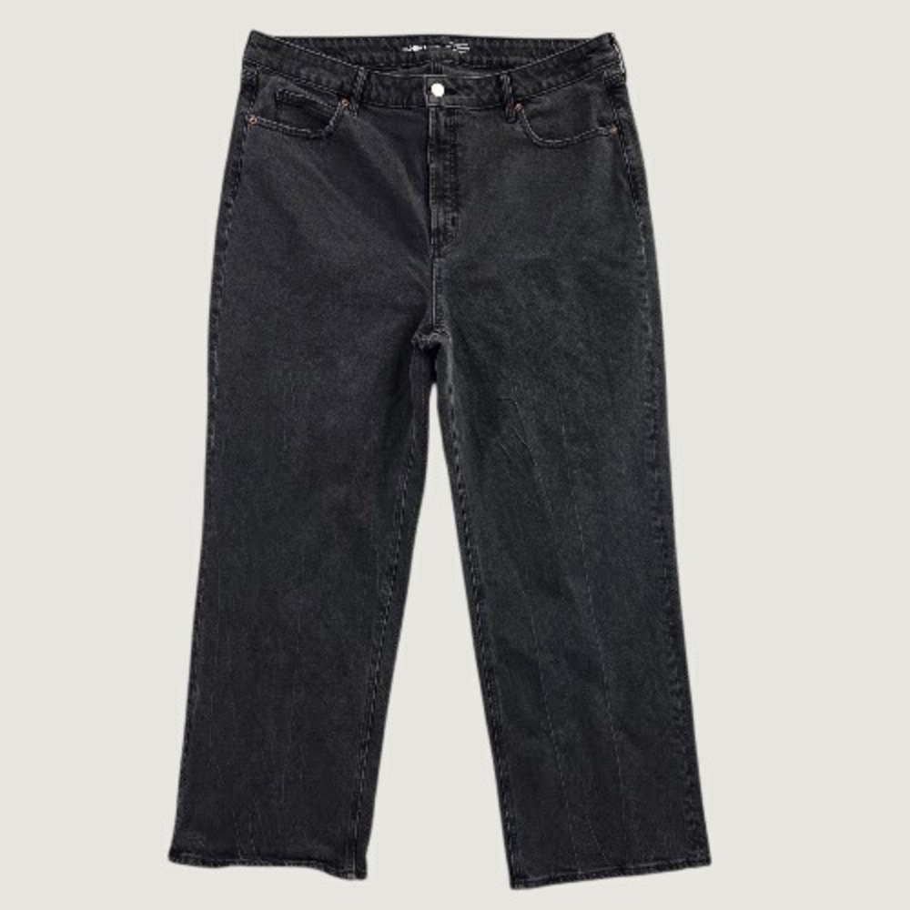 Old Navy Sky-Hi Wide Leg Jeans Women's 18 Washed Black Extra High Rise Stretch